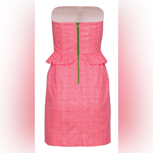 Lily Pulitzer Lowe strapless peplum dress size 6 strapless hot pink like new - Picture 6 of 12